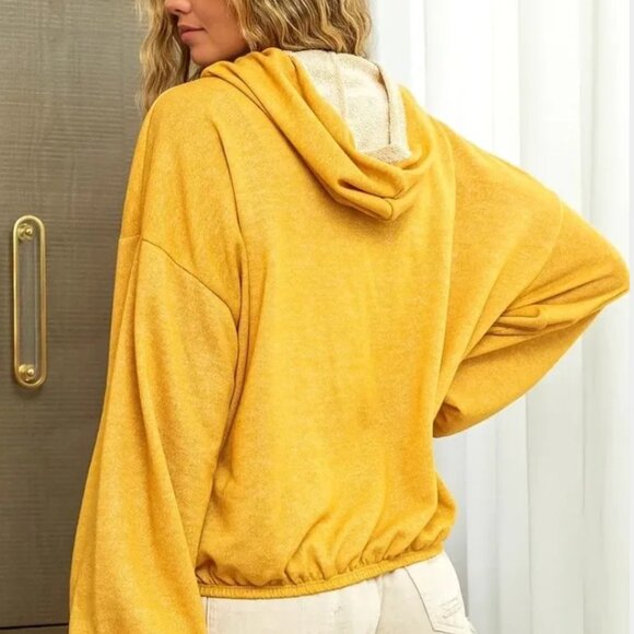 French Terry Half-Zip Hoodie Golden Sun-BiBi - Picture 3 of 3